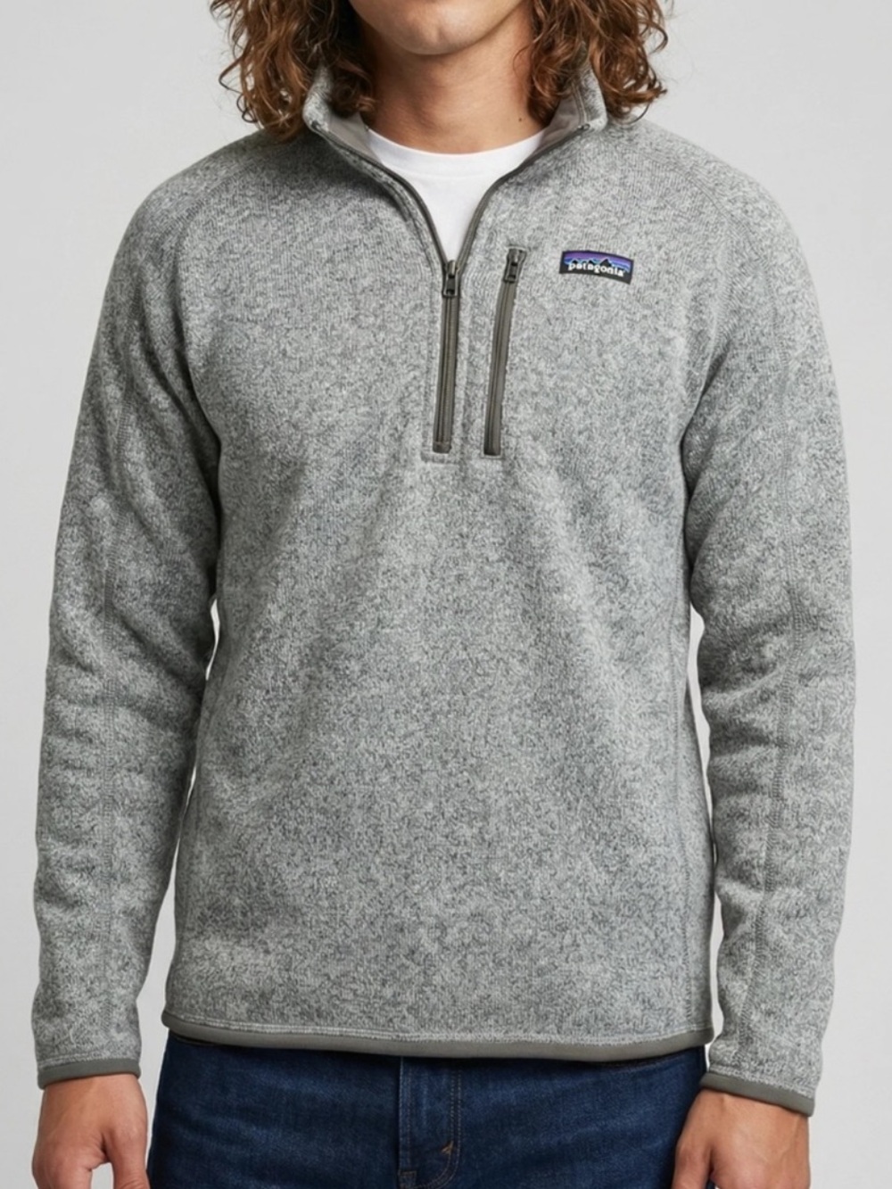 Patagonia Gray Half-Zip Fleece Pullover with Chest Zip
